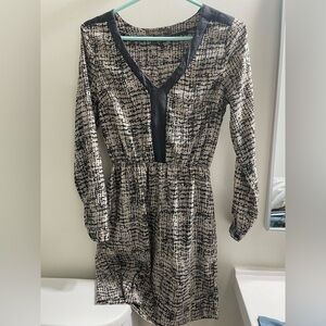 Charlie Jade Black and Cream Long Sleeve Dress